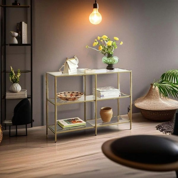 Modcraft 3-Tier Console Table with Tempered Glass Display Shelf
