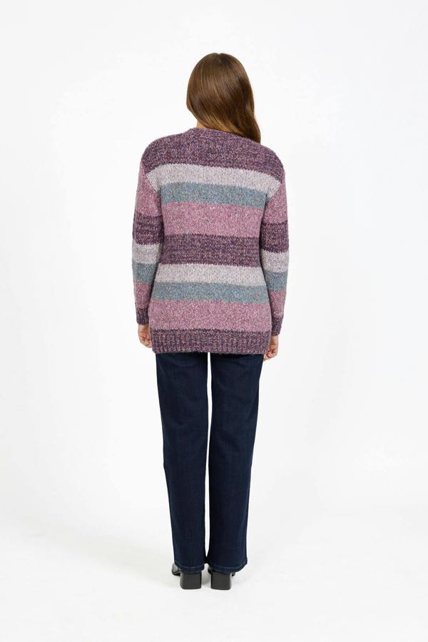 Mudflower Cable-Knit Stripe Cardigan