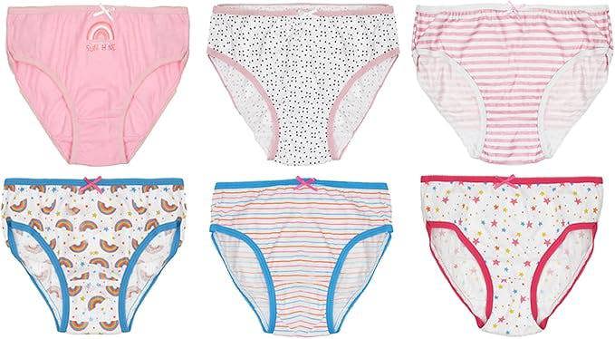 KAV Adorable Girls Printed Briefs - Comfortable Cotton Briefs Panties Knickers Underwear for Everyday Wear - Fun and Colorful Designs