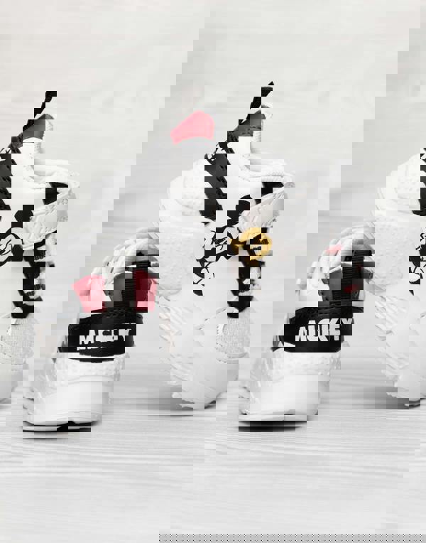 Disney Boys White Mickey Mouse Creeping Print Velcro Trainers