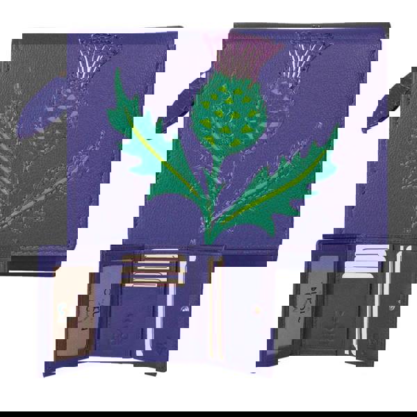 Mala Leather Hamilton Scottish Thistle Compact Leather Purse