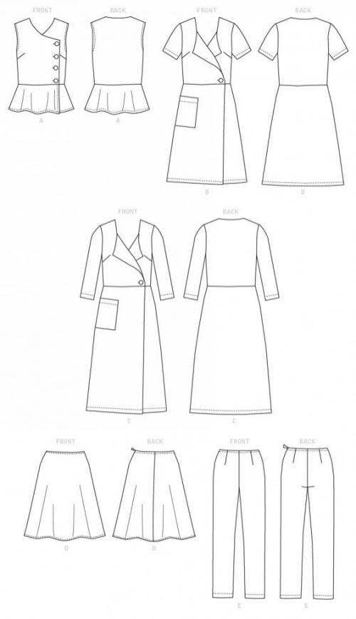 Butterick Sewing Pattern 6670, Tops, Dresses, Skirts, Trousers for Women, A5 (6-8-10-12-14) - Easy