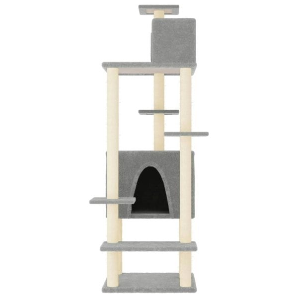 Berkfield Cat Tree with Sisal Scratching Posts Light Grey 154 cm