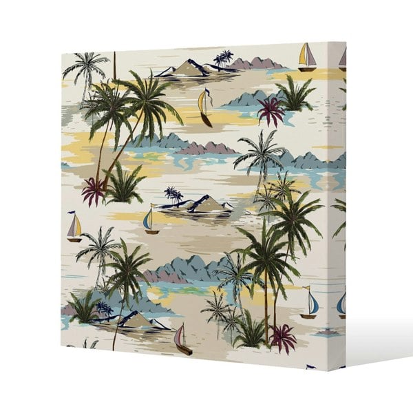 Benjamin Tate Design Palm & Sailboats (Canvas Print)