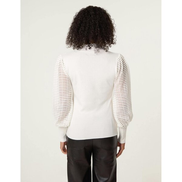 Blue Vanilla Semi-Sheer Mesh Panel Long Sleeve Jumper - Ivory
