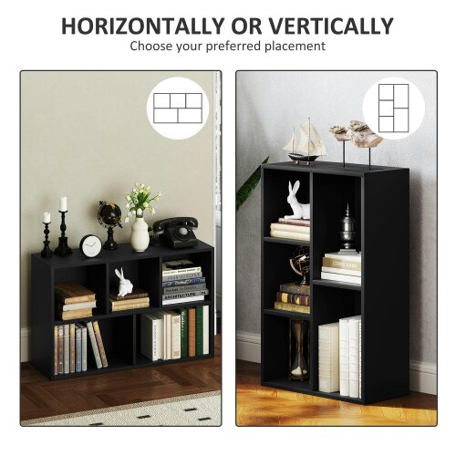 Wyld Haus Vakeri Wood Black 2 Tier Bookcase With 5 Storage Compartments