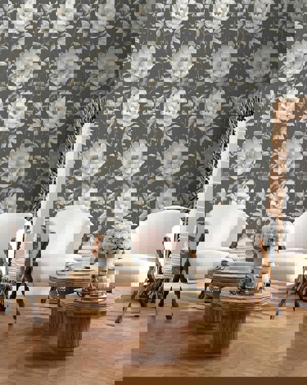 Muriva Alethia Floral Black Wallpaper