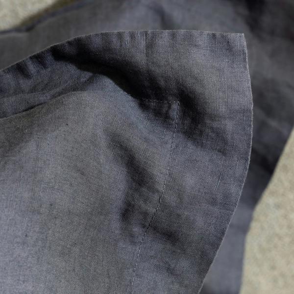 Midnight Grey French Linen 40cm Deep Fitted Sheets close-up detail 1 | Soak and Sleep
