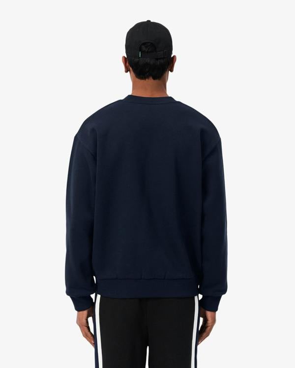 Lacoste Fleece Mens Classic Fit Sweater - Navy Blue 166 | CHO | Designer Mens Crew Neck Sweatshirts