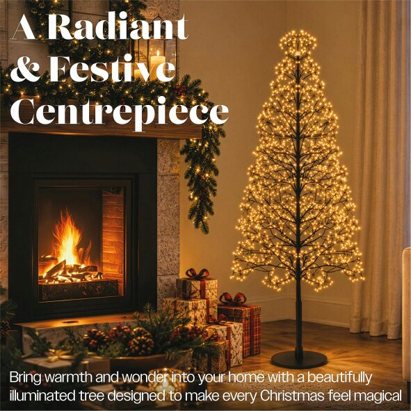 Scotts of Stow Xmas Haus Pre Lit Firework Tree with Copper Gold Micro LEDs and Timer
