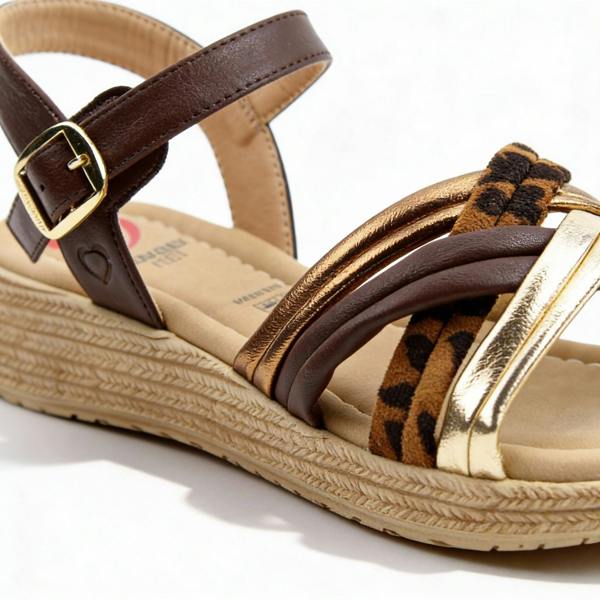 Heavenly Feet Heavenly Feet SYMPHONY Womens Ankle Strap Sandals Chocolate/Leopard