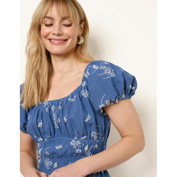 Blue Vanilla Embroidery Peplum Blouse