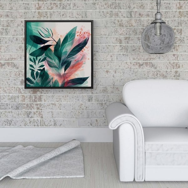 Warren Reed Green Feather leaves Tropical Framed Canvas