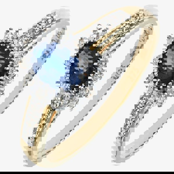 T. H. Baker 9ct Yellow Gold Tanzanite 0.10ct Diamond Cluster Ring PR04767T TANZ