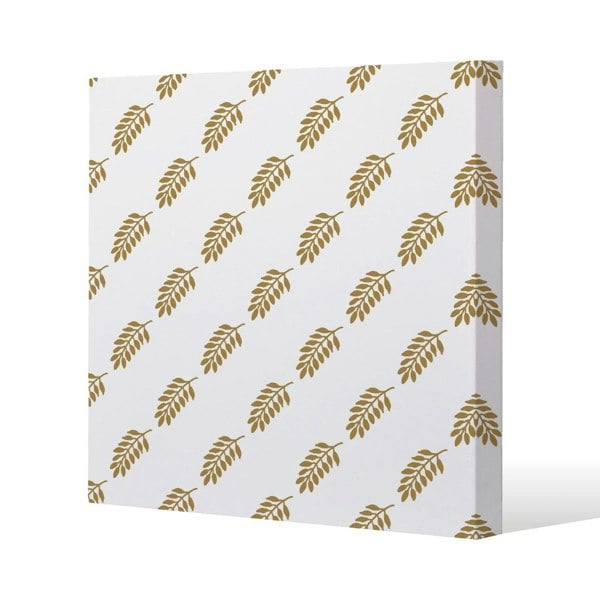 Benjamin Tate Design Gold Leaf Pattern Slim Style Canvas Print  75x75cm , 15mm Slim Real wood.
