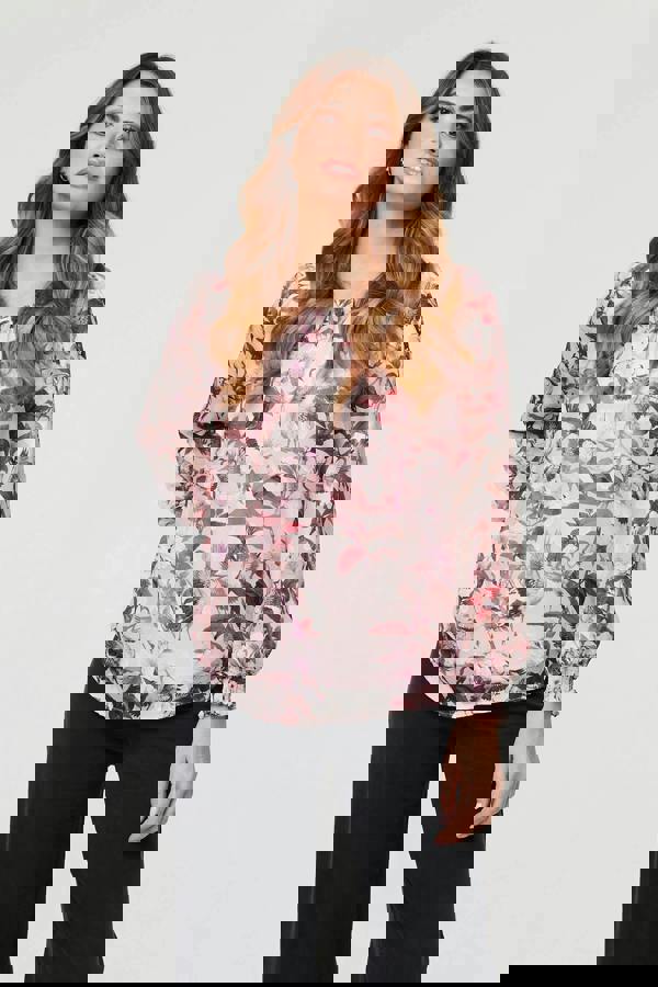 Pink | Floral Layer Long Sleeve Relaxed Blouse