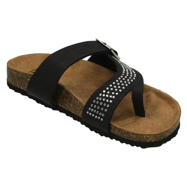 Down to Earth Ladies Down To Earth Diamante Toe Loop Sandals