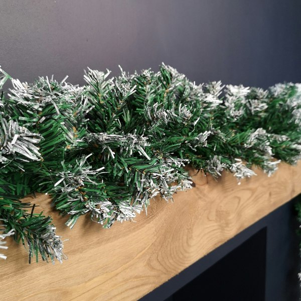 Samuel Alexander 2.7m Snow Tipped Green Christmas Garland with 260 Tips