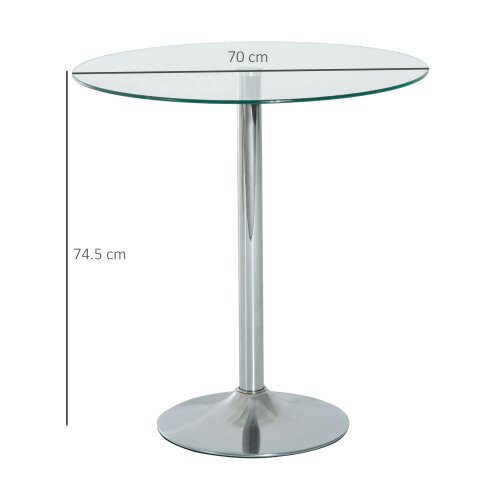 Wyld Haus Diliha Metal And Glass Clear Round Dining Table With Steel Base For Compact Spaces
