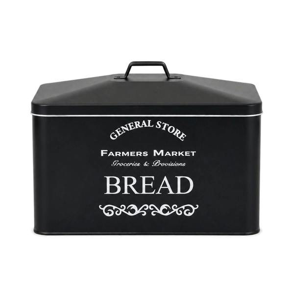 Maison des Cadeaux Vintage Farmhouse 4 Piece Black Bread Bin & Canister Set