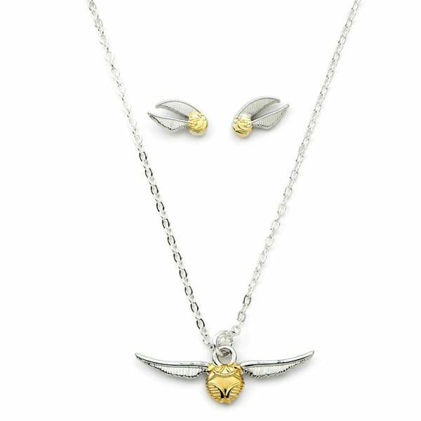 The Carat Shop Harry Potter Golden Snitch Necklace and Stud Earring Set