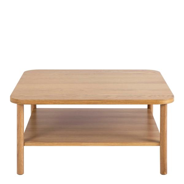 Wyld Haus Bermudas Natural Oak Wood Square Coffee Table Bottom Shelf