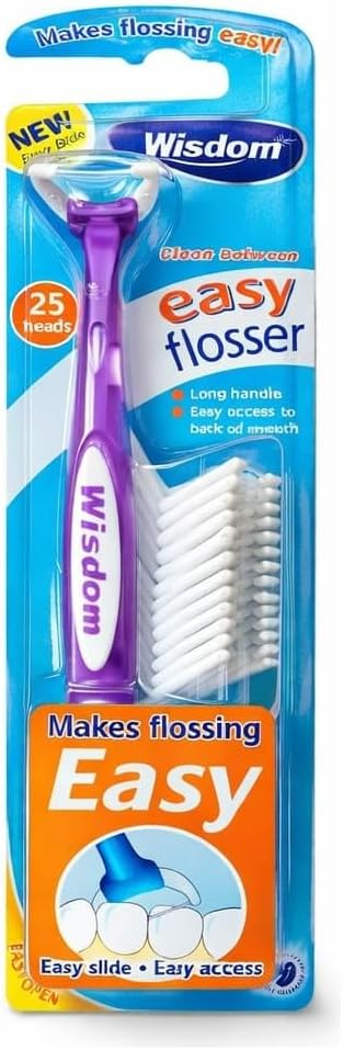 Wisdom Easy Floss Daily Flosser - 3 packs (3 Handles + 75 Disposable Flossers Total)