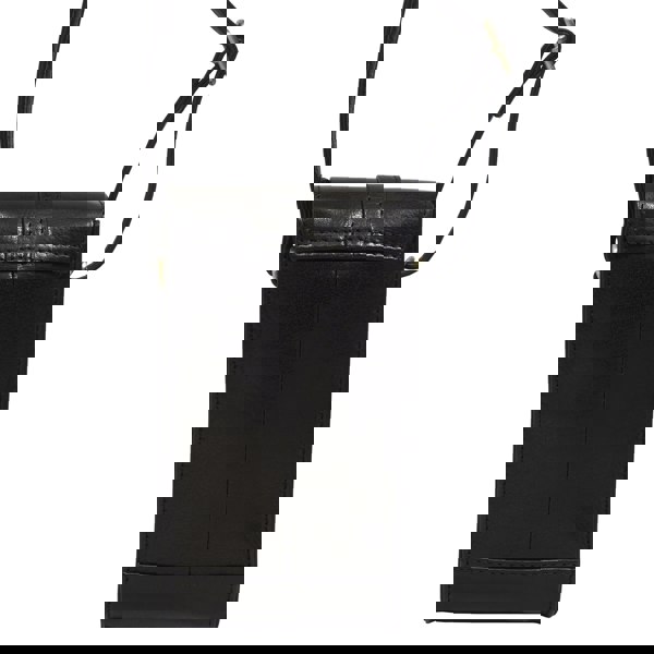 Assots London 'PETRA' Black Polished VT Real Leather Mobile Phone Crossbody Bag