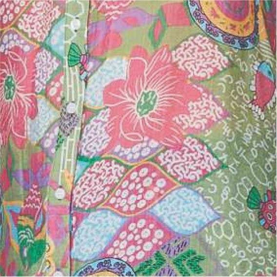 Green | Printed Semi Sheer Longline Blouse