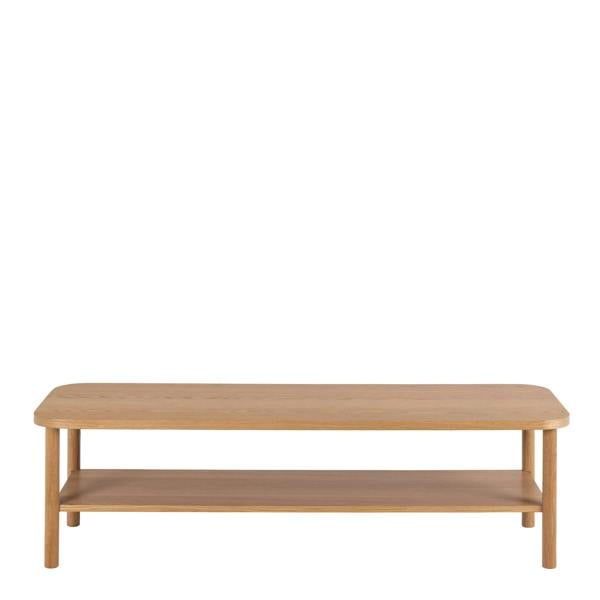 Wyld Haus Bermudas Natural Oak Wood Rectangular Coffee Table Bottom Shelf