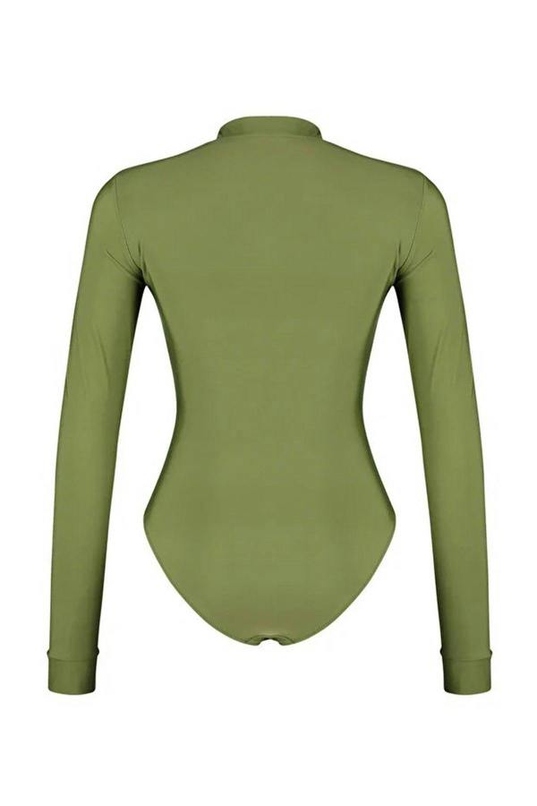 WOVCOR Quick-Drying Fabric Zip-Up Surfer-Style Hipster Swimsuit