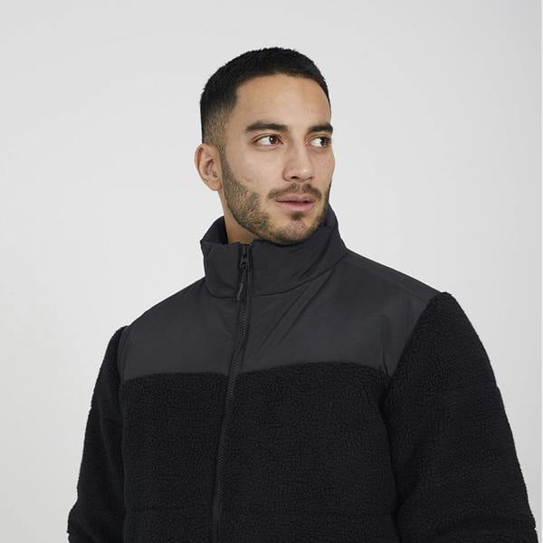 Brave Soul Black Funnel Neck Fleece Jacket - Black Image 4