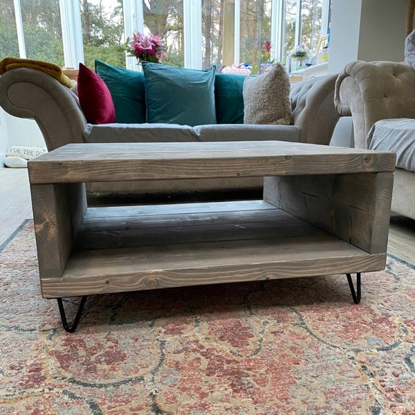 The Bespoke Carpentry Co Square Hairpin Leg Coffee Table with Storage