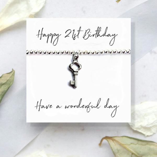 Aye Do Gifts 21st Birthday Gift Box, Silver Key Bracelet & Chocolate Hearts
