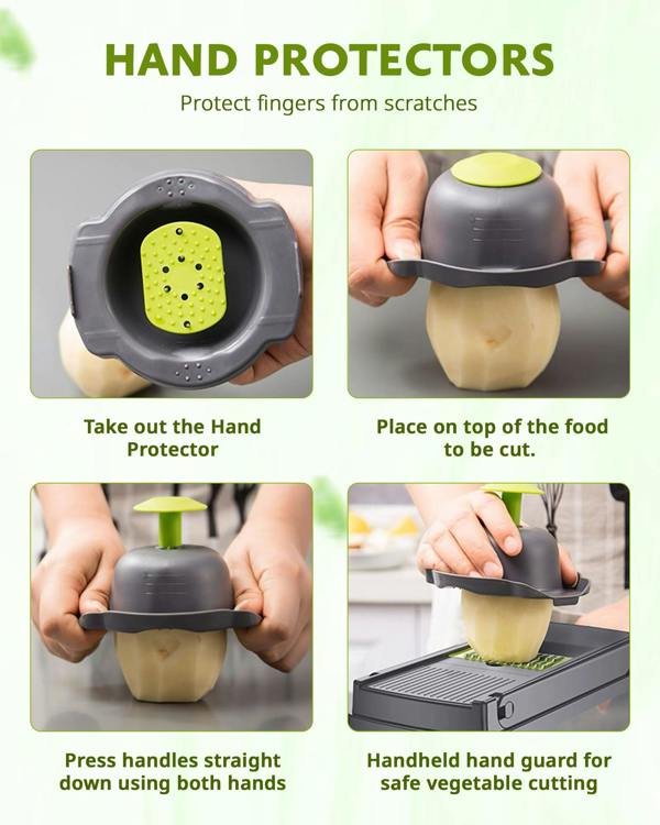 ADOV Vegetable Chopper, Multi-Function Mandoline Slicer with 7 Stainless Steel Blades, Container and Safety Guard