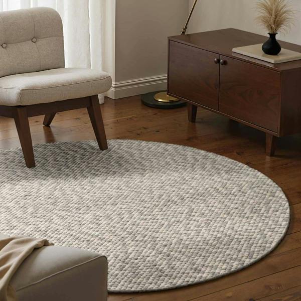 Wool Beans Rug Natural Cream Grey hand-woven, heating insulting rug