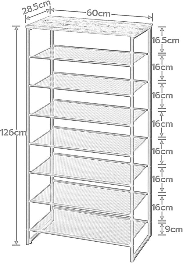 Rafaelo Mobilia 8-Tier Shoe Rack With Detachable Mesh