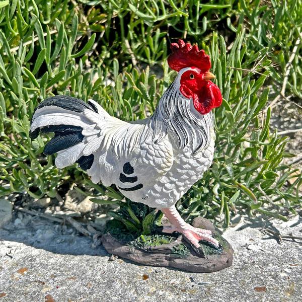 Farmwood White Cockerel Bird Garden Animal Ornament