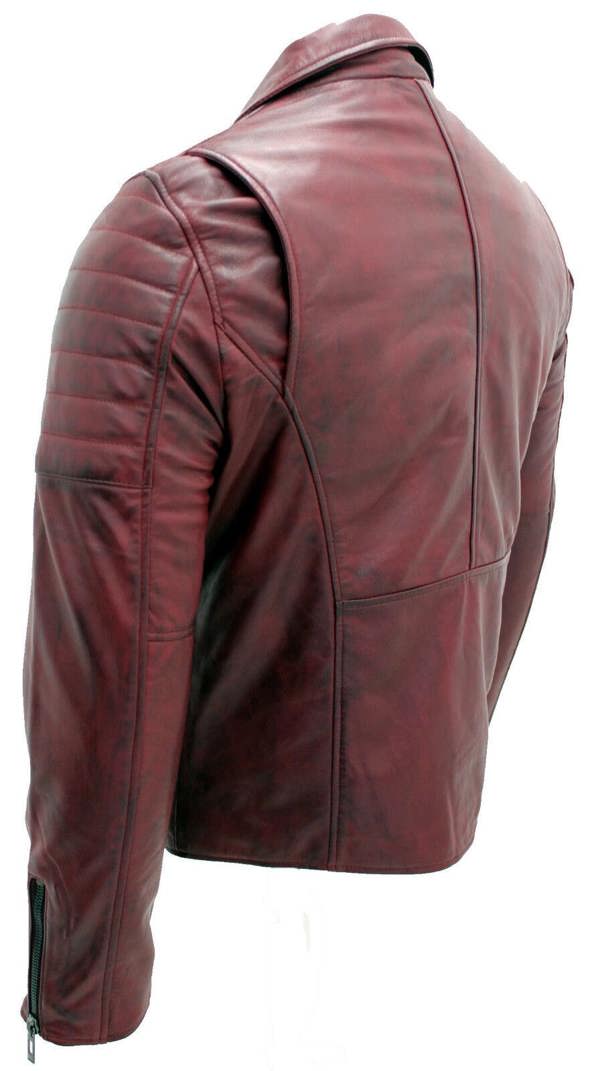 Infinity Leather Mens Slim Fit Brando Style Cross Zip Leather Biker Jacket