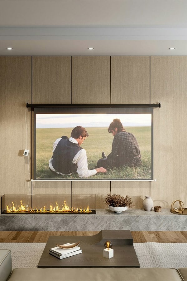 Living and Home 16:9 Electric Motorized Projector Screen with Remote, 72"