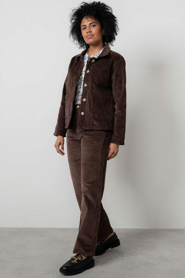 Lily & Me Strachan Stretch Cord Wide Leg Trouser Chocolate