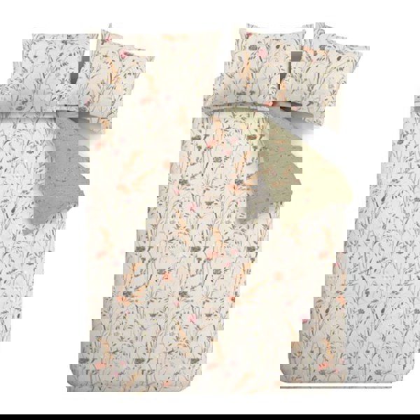 Catherine Lansfield Brushed Grasmere Floral Cotton Reversible Duvet Cover Set Green