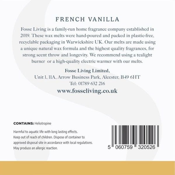 French Vanilla Wax Melts - 16 Pack CLP Information - Fosse Living | Luxury Home Fragrances