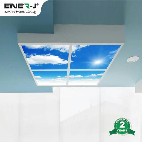 ENER-J 40W SKY LED 3D Ceiling Panel 60x60cms, Set of 4 Ultra Thin LED Panels, for Waiting Area, Hallway, Office and Home