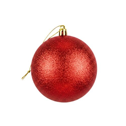 Shatchi 2cm Red Glitter Christmas Bauble for Tree and Home Decor, Shimmering Hanging Ornament