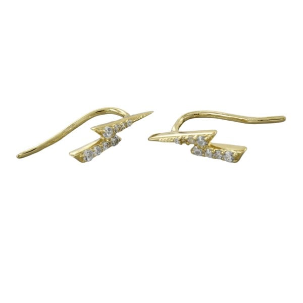 Sterling Silver Pavé Lightning Bolt Hook Earrings - Reeves & Reeves