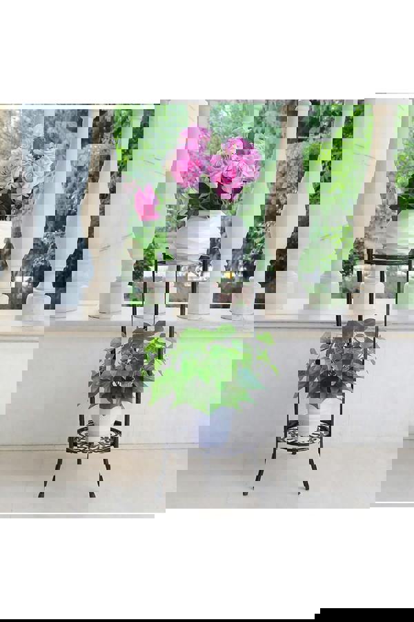 Living and Home Vintage 2 Tier Metal Plant Display Stand Flower Holder Rack