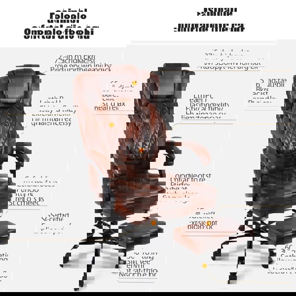 Furniture One Heavy Duty Executive Office Chair with Footrest, Ergonomic High Back Desk Chair, Adjustable Angle Chair