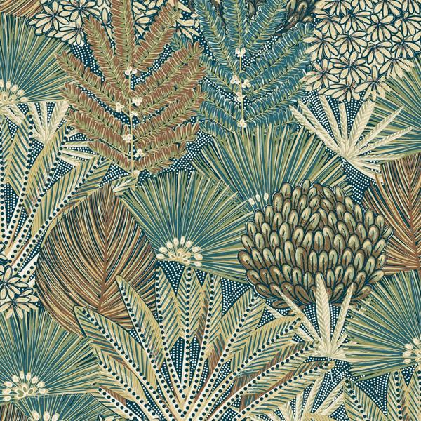 Grandeco Boutique Collection Mael Modern Jungle Navy Blue & Green Botanical Wallpaper