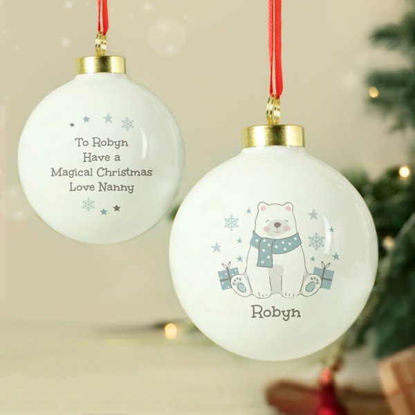 Personalised Memento Company Personalised Polar Bear Christmas Bauble